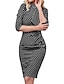 Χαμηλού Κόστους εμπριμέ φορέματα εργασίας-Γυναικεία Φόρεμα εργασίας Φόρεμα ριχτό Φόρεμα σε ευθεία γραμμή Κομψό Γραφείο Καθημερινά Μίντι φόρεμα Κομπος γραβατας Φιόγκος Στρογγυλή Ψηλή Λαιμόκοψη 3/4 Μήκος Μανικιού Πουά Κανονικό Μαύρο