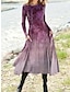 Χαμηλού Κόστους Print Φορέματα-Γυναικεία Vintage Φόρεμα Καθημερινό φόρεμα Χειμερινό φόρεμα Φλοράλ Στάμπα Στρογγυλή Ψηλή Λαιμόκοψη Μίντι φόρεμα Βίντατζ Etnic Ημερομηνία Διακοπές Μακρυμάνικο Φθινόπωρο Χειμώνας