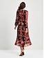 cheap Print Casual Dress-Chiffon Floral Print Adjustable Waist Maxi Dress