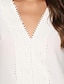 cheap Basic Women&#039;s Tops-Shirt Boho Shirt Lace Shirt Blouse Women&#039;s White Yellow Beige Solid Color Lace up Lace Street Daily Fashion V Neck Regular Fit S