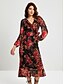 cheap Print Casual Dress-Chiffon Floral Print Adjustable Waist Maxi Dress