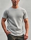 billiga Casual T-shirts för män-Herr T-shirt Våffelstickad t-shirt T-tröja Slät Rund hals Gata Semester Kort ärm Kläder Mode Designer Grundläggande