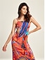 billige uformell kjole med trykk-tropisk trykk sommermote ferie maxi kjole