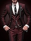 זול חליפות-בורדו אפור גברים חליפות נשף חליפות מסיבת חתונה בצבע אחיד 3 חלקים עסקית יומית פלוס מידה חד חזה עם שני כפתורים 2024