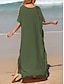 ieftine rochii simple-Pentru femei Rochie albă Rochie Lunga Rochie Maxi Crăpătură Dată Vacanță Plajă Maxi De Bază În V Manșon Jumate Negru Alb Galben Culoare