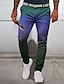 Недорогие мужские классические брюки с 3D-принтом-Постепенный Деловые На каждый день Муж. 3D печать Костюм Брюки на открытом воздухе На каждый день Уличная одежда Полиэстер Желтый Синий Лиловый S M L Нормальная Эластичность Брюки