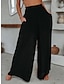 abordables pantalon en lin et coton pour femme-Femme Ample Pantalon Poche Coupe haute Taille haute Toute la longueur Noir Automne