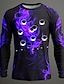 cheap Men&#039;s 3D T-shirts-Carnival Graphic Flame Fashion Designer Casual Men&#039;s 3D Print T shirt Tee Sports Outdoor Holiday Going out T shirt Blue Purple Orange Long Sleeve Crew Neck Shirt Spring &amp;  Fall Clothing Apparel S M L