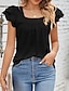 cheap Basic Women&#039;s Tops-Shirt Blouse Women&#039;s Black White Pink Solid Color Ruffle Street Daily Fashion Square Neck S