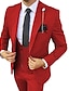 tanie Garnitury-czarno-żółto-czerwone męskie garnitury ślubne jednokolorowe, 3-częściowe, o standardowym kroju, zapinane na jeden guzik 2024