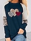 Χαμηλού Κόστους Γυναικεία T-Shirts-Γυναικεία Μπλουζάκι Βαμβάκι Καρδιά Λεοπάρ Καρό Causal Εξόδου Στάμπα Μαύρο Μακρυμάνικο Μοντέρνα Στρογγυλή Λαιμόκοψη Άνοιξη &amp; Χειμώνας