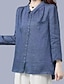 baratos Tops básicos de mulher-Camisa Social camisa de linho Blusa Tops longos de algodão Mulheres Azul Marinha Cáqui Côr Sólida Botão Rua Diário Moda Colarinho de Camisa Lençóis de algodão Normal M