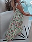 billige Kjoler med trykt mønster-Dame Chiffon Uformell kjole Kjole med A-linje Blomstret Delt Trykt mønster V-hals Lang kjole Maxikjole Hawaiisk Bohem Feriereise Ermeløs Sommer