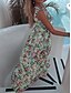 preiswerte Bedruckte Kleider-Damen Chiffon Casual kleid A Linie Kleid Blumen Gespleisst Bedruckt V Ausschnitt kleid lang Hawaiianisch Boho Urlaub Ärmellos Sommer