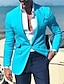 cheap Men&#039;s Blazers-Men&#039;s Blazer Business Cocktail Party Wedding Party Fashion Casual Spring &amp;  Fall Polyester Plain Button Pocket Comfortable Single Breasted Blazer Blue