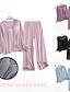 Χαμηλού Κόστους Γυναικεία Ρούχα Ύπνου-Γυναικεία Πυτζάμες Σύνολα Μονόχρωμες Απλός Ανατομικό Καθημερινά Κρεβάτι Μοντάλ Αναπνέει Λαιμόκοψη V Μακρυμάνικο Μπλουζάκι Παντελόνι Επιθέματα στο στήθος Καλοκαίρι Άνοιξη Lotus Pink Μαύρο
