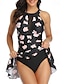 preiswerte Schwimmkleidchen-Damen Normal Badeanzug Schwimm-Kleid Bademode Gitter 2 teilig Blumen Strandbekleidung Urlaub Badeanzüge
