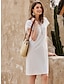 cheap Cotton &amp; Linen Dresses-Women&#039;s Cotton Linen Blend Lace Mini Dress V Neck Short Sleeve Summer Casual White Blue Green