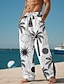 levne Pánské kalhoty pro volný čas s potiskem-palma pánské letovisko 3D potištěné ležérní kalhoty kalhoty elastický pas stahovací šňůrka volný střih rovné nohavice letní plážové kalhoty s až 3xl