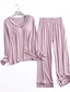 cheap Women&#039;s Sleepwear-Women&#039;s 2 Pcs Loungewear Sets Pajamas Pure Color Simple Comfort Daily Bed Modal Breathable V Wire Long Sleeve T shirt Tee Pant Chest pads Summer Spring Lotus Pink Black