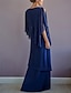 cheap Mother of the Bride Dresses-A-Line Mother of the Bride Dress Formal Wedding Guest Elegant Bateau Neck Floor Length Chiffon Half Sleeve with Ruffles Draping Tier 2024