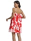 abordables Vestidos estampados-Mujer Vestido de Tanque Multicolor Estampado Hombros Caídos Mini vestido Hawaiano Sensual Cita Vacaciones Sin Mangas Verano Primavera