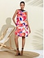 Χαμηλού Κόστους print casual φόρεμα-Σατέν fanny πολύχρωμο φόρεμα με γεωμετρική στάμπα
