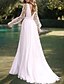 cheap Wedding Dresses-Beach Wedding Dresses A-Line V Neck Long Sleeve Floor Length Chiffon Bridal Gowns With Solid Color 2024