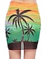 cheap Mini Skirt-Women&#039;s Skirt Wrap Skirt Above Knee Skirts Tulle Print Trees / Leaves Holiday Casual Daily Summer Polyester Beach Wear Casual Blue Purple Orange