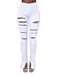 baratos Calças de mulher-Mulheres Calças Fenda Com Corte Cintura Alta Longas Branco Primavera &amp; Outono