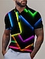 billiga pikétröja för män-3D Print Geometri Herr Abstrakt 3D Mönster POLO Shirt golfpolo Utomhus Dagliga kläder Streetwear Polyester Kortärmad Nedvikt Polotröjor Gul Rubinrött Sommar S M L Microelastisk Lapel Polo