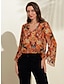 preiswerte Blusen und Hemden für Damen-Chiffonbluse mit Paisleymuster und Rüschenärmeln
