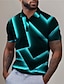 billiga pikétröja för män-3D Print Geometri Herr Abstrakt 3D Mönster POLO Shirt golfpolo Utomhus Dagliga kläder Streetwear Polyester Kortärmad Nedvikt Polotröjor Gul Rubinrött Sommar S M L Microelastisk Lapel Polo