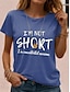 billige T-skjorter til kvinner-Dame T skjorte 100 % bomull Bokstaver Avslappet Helg Trykt mønster Svart Kortermet Mote Grunnleggende Crew-hals Sommer