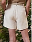 preiswerte Unterteile für Damen-Damen Shorts Kurze Hosen Leinen Glatt Beige Basic Hoher Taillenbund Kurz Freizeitskleidung Strassenmode Sommer