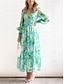 cheap Print Dresses-Women&#039;s Casual Dress A Line Dress Floral Print V Neck Long Dress Maxi Dress Vacation Long Sleeve Summer Spring