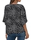 preiswerte Blusen und Hemden für Damen-Damen Hemd Bluse Blumen Punkt Casual Festtage mit Schnürung Bedruckt Schwarz 3/4 Ärmel Modisch V Ausschnitt Frühling Sommer