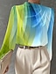 preiswerte Blusen und Hemden für Damen-Damen Hemd Bluse Graphic Arbeit Bedruckt Blau Langarm Modisch Rundhalsausschnitt Frühling &amp; Herbst