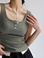 cheap Basic Women&#039;s Tops-Tank Women&#039;s Black White Brown Solid Color Button Street Daily Fashion Round Neck S