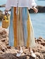 cheap Cotton Linen Skirts-Women&#039;s Skirt A Line Midi Skirts Pocket Drawstring Rainbow Stripes Casual Daily Weekend Summer Linen Vintage Casual Orange