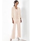 cheap Mother of the Bride Pantsuits-3 Piece Mother of the Bride Dress Wedding Guest Party Sparkle &amp; Shine Scoop Neck Ankle Length Chiffon Lace 3/4 Length Sleeve with Sequin Solid Color 2024