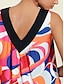 Χαμηλού Κόστους print casual φόρεμα-Σατέν fanny πολύχρωμο φόρεμα με γεωμετρική στάμπα