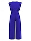 cheap Vacation Jumpsuit-Women&#039;s Jumpsuit Ruffle High Waist Solid Color V Neck Elegant Street Daily Regular Fit Sleeveless Black White Blue S M L Summer