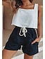 preiswerte Damenshorts-Damen Leinenhose Shorts Kurze Hosen Bettwäsche aus Baumwolle Seitentaschen Kurz Schwarz Sommer