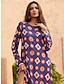 رخيصةأون طباعة فستان عارضة-فستان كاجوال بياقة دائرية وطبعة زهور