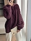 preiswerte Pullover-Damen Pullover Rundhalsausschnitt Gedrehtes Stricken Drop-Schulter Polyester Strick Herbst Winter Tunika Outdoor Valentinstag Täglich Brautkleider schlicht Weich Langarm Feste Farbe Gelb Rote Fuchsie