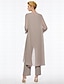 cheap Mother of the Bride Pantsuits-Jumpsuit / Pantsuit Mother of the Bride Dress Wedding Guest Elegant Plus Size Bateau Neck Floor Length Chiffon Sleeveless Wrap Included with Solid Color 2024