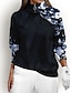 preiswerte Designer-Kollektion-Damen Pullover Sweatshirt Blau Langarm warm Shirt Blumen Herbst Winter Damen-Golfkleidung, Kleidung, Outfits, Kleidung