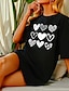 voordelige Dames T-shirts-Dames T-shirt Hart Afdrukken Feestdagen Uitgaan Modieus Korte mouw Ronde hals Zwart Lente zomer