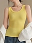 Недорогие Базовые плечевые изделия для женщин-Танк Жен. Черный Белый Желтый Сплошной цвет Сексуальные платья Для улицы Повседневные Мода Круглый вырез M